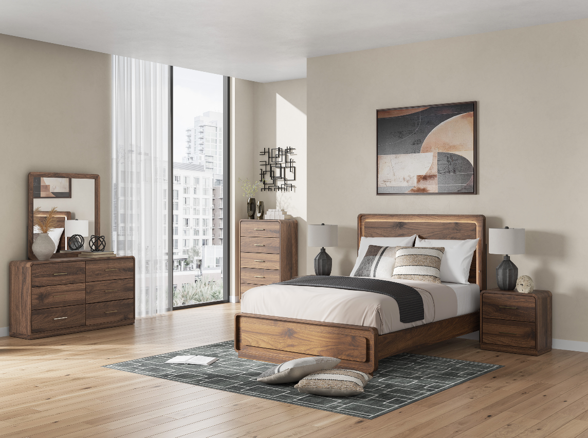 Hollinaze  Panel Bed, Dresser And Mirror