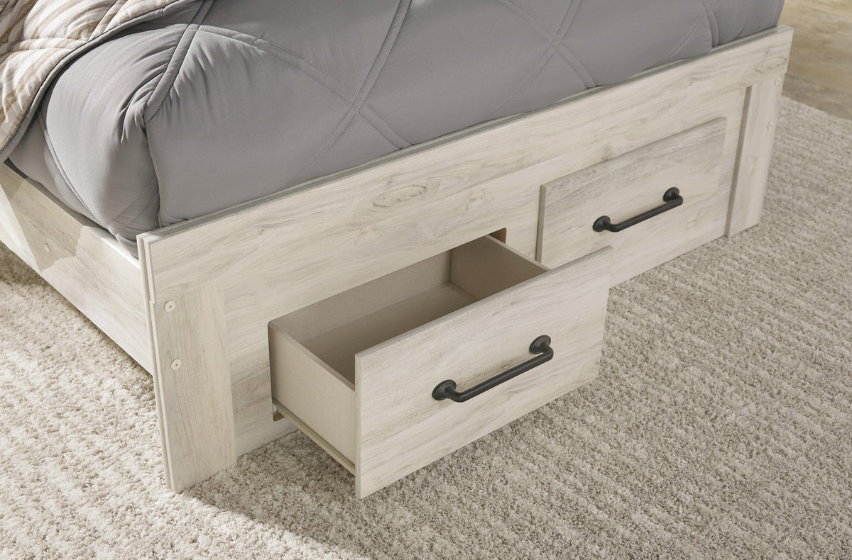 Cambeck  Panel Bed With 2 Storage Drawers With Mirrored Dresser