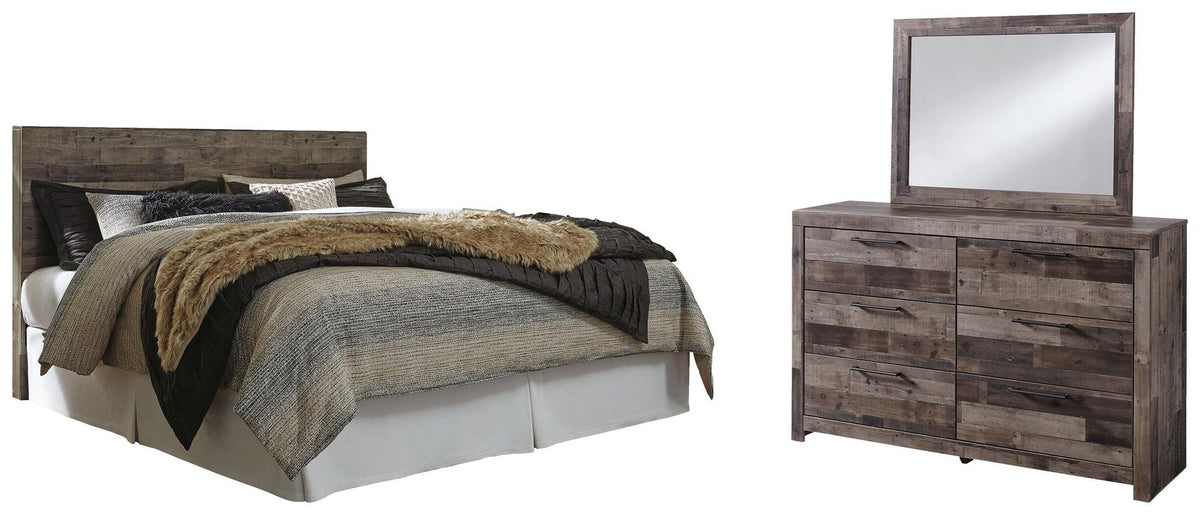 Derekson  Panel Headboard Bed With Mirrored Dresser