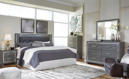 Lodanna /California King Upholstered Panel Headboard Bed With Mirrored Dresser
