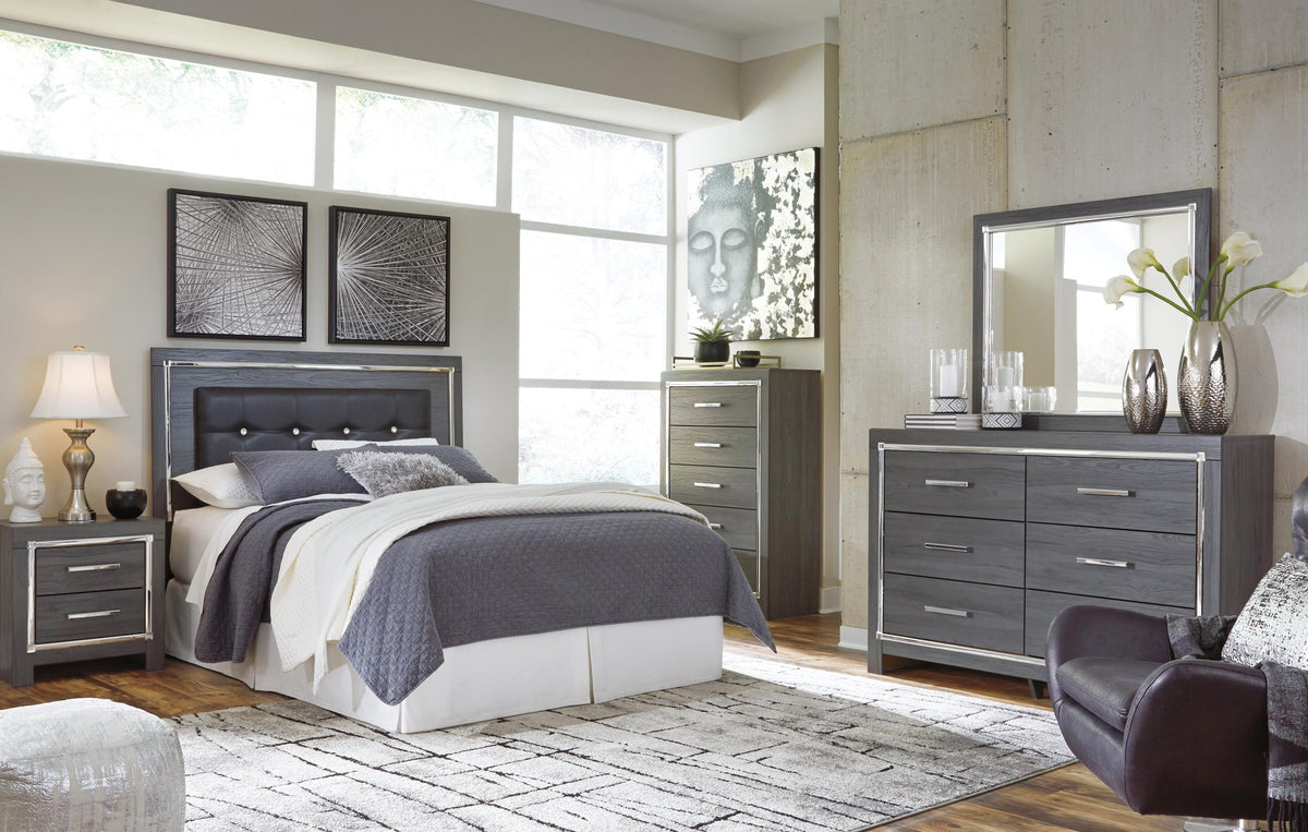 Lodanna / Upholstered Panel Headboard Bed With Mirrored Dresser