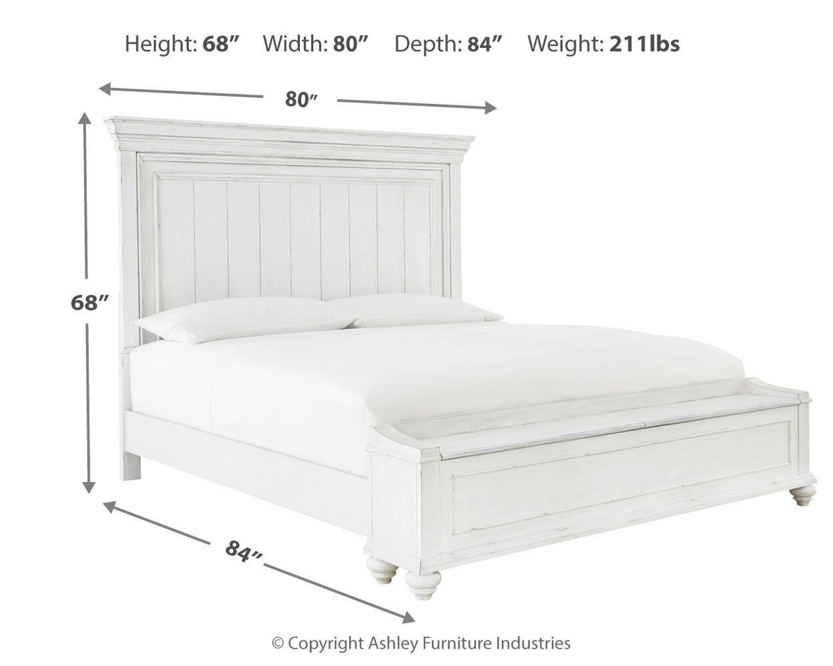 Kanwyn  Panel Bed With Storage Bench, Dresser And Mirror