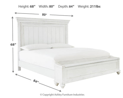 Kanwyn  Panel Bed With Storage Bench, Dresser And Mirror