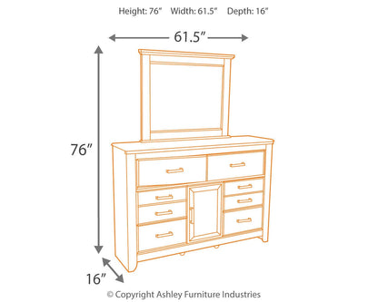 Juararo California  Panel Bed With Mirrored Dresser