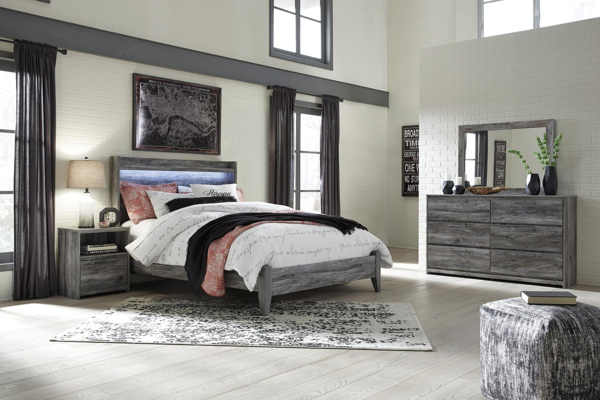 Baystorm  Panel Bed With Mirrored Dresser And Nightstand
