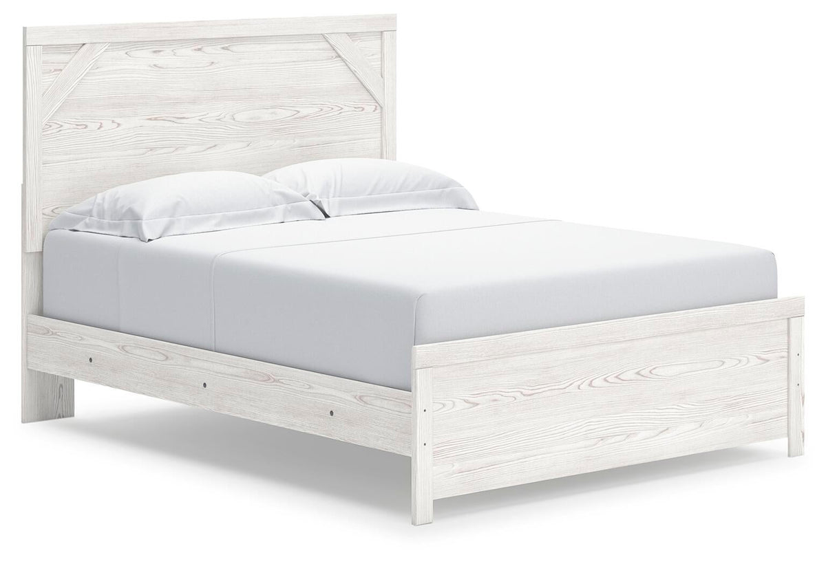 Gerridan  Panel Bed With Mirrored Dresser And Nightstand