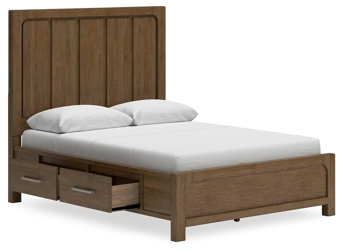 Cabalynn  Panel Bed With Storage With Mirrored Dresser
