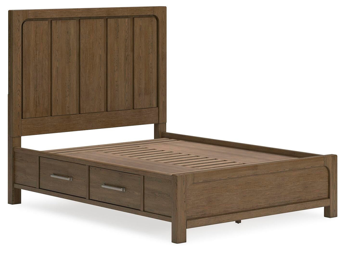 Cabalynn  Panel Bed With Storage With Mirrored Dresser