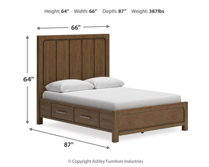 Cabalynn  Panel Bed With Storage With Mirrored Dresser
