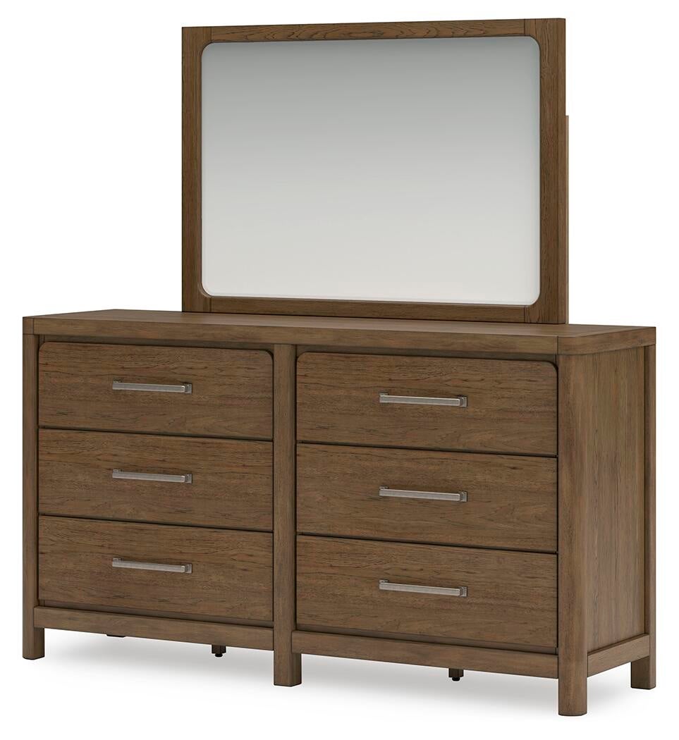 Cabalynn  Panel Bed With Storage With Mirrored Dresser