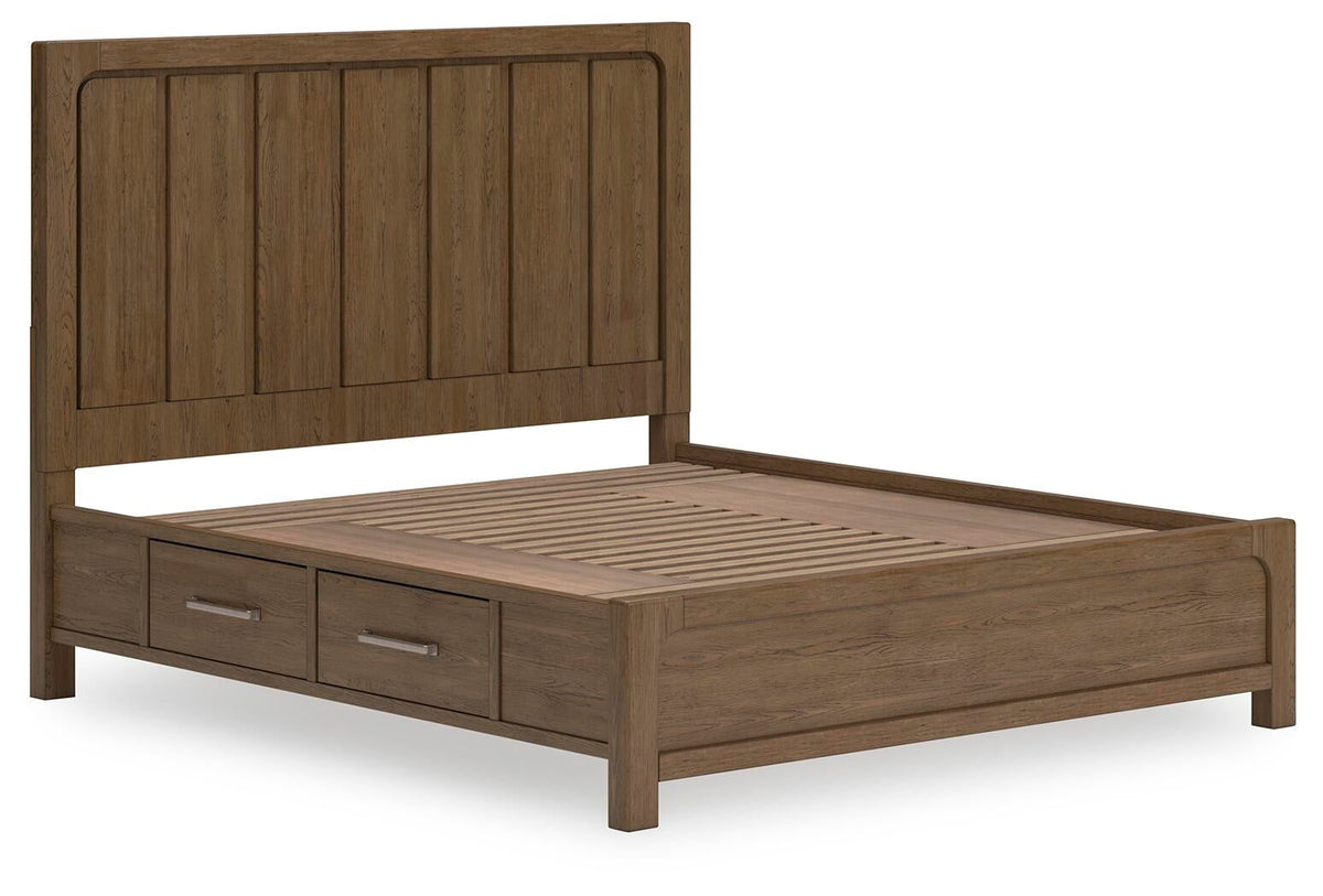 Cabalynn  Panel Bed With Storage With Mirrored Dresser
