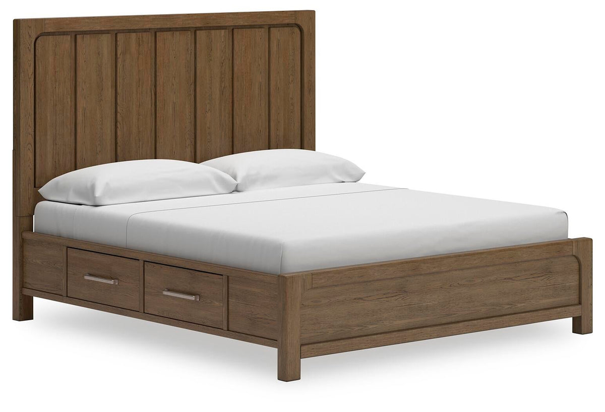 Cabalynn  Panel Bed With Storage With Mirrored Dresser