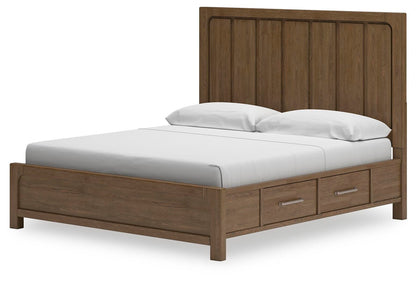 Cabalynn  Panel Bed With Storage With Mirrored Dresser