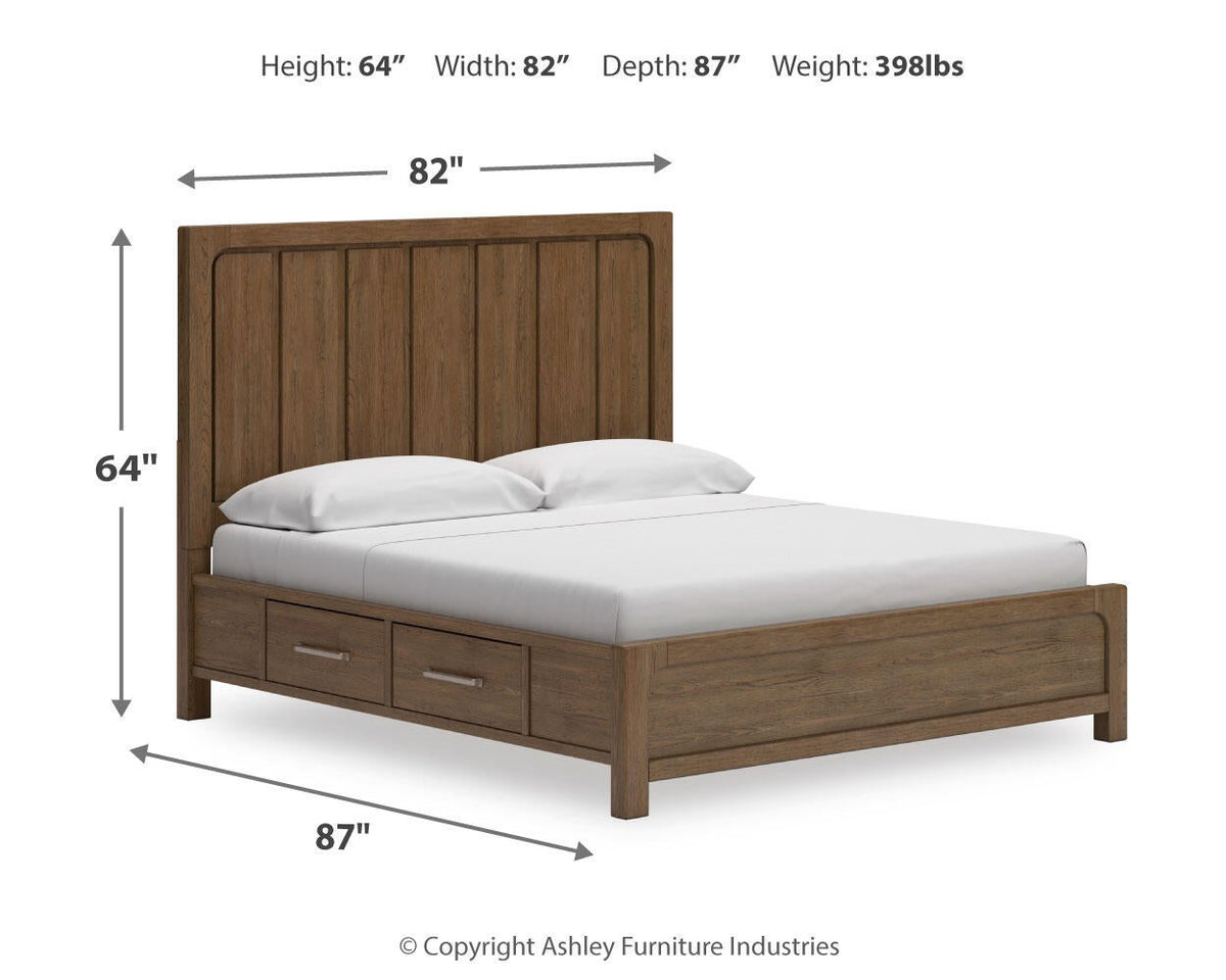 Cabalynn  Panel Bed With Storage With Mirrored Dresser
