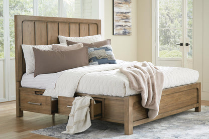 Cabalynn  Panel Bed With Storage With Mirrored Dresser