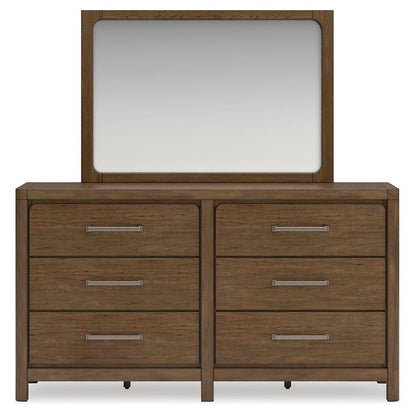 Cabalynn California  Upholstered Bed With Mirrored Dresser