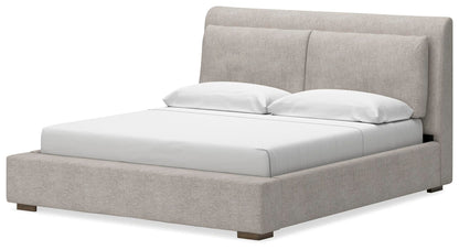 Cabalynn California  Upholstered Bed With Mirrored Dresser