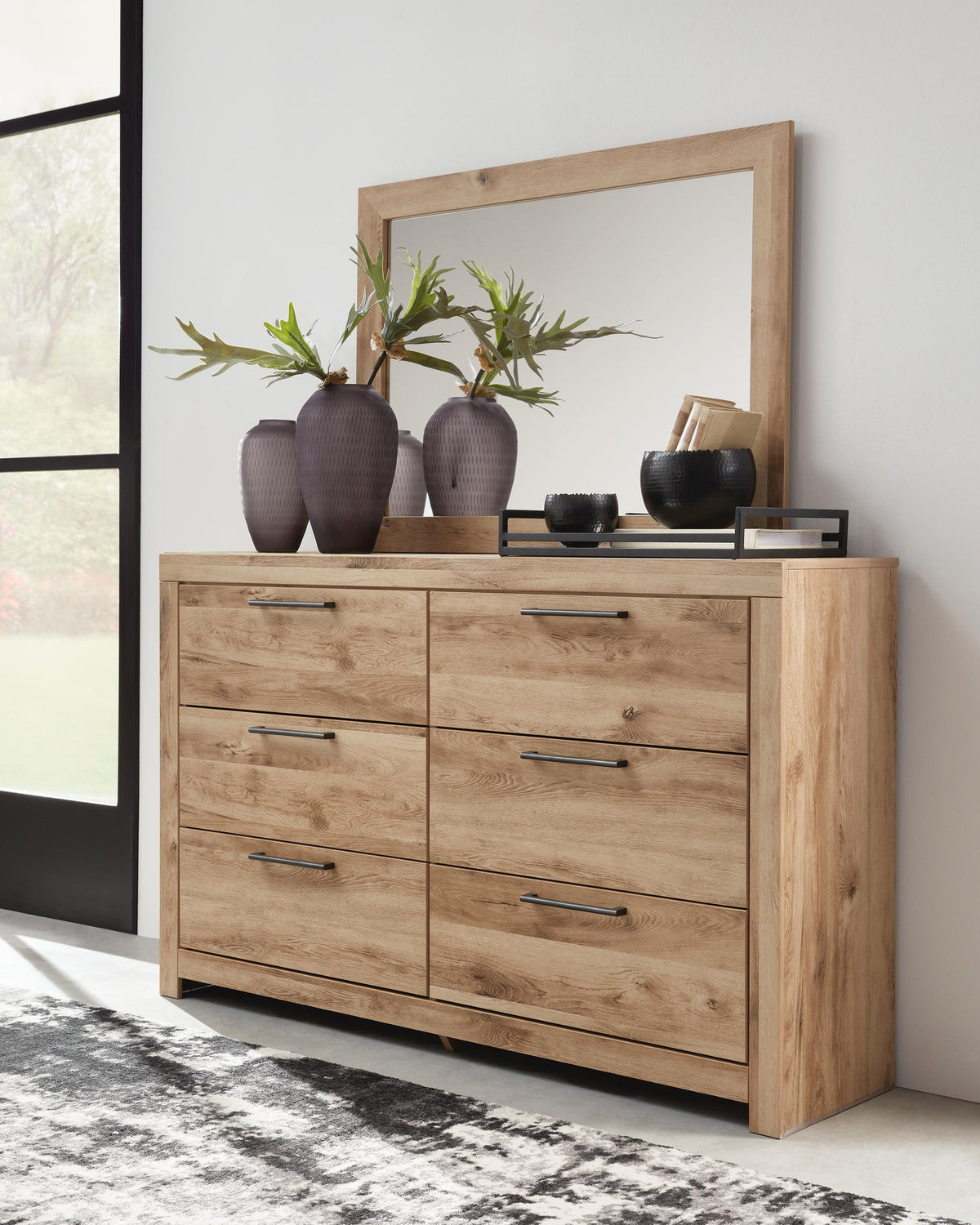 Hyanna  Panel Headboard, Dresser And Mirror
