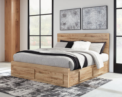 Hyanna  Panel Storage Bed With 2 Under Bed Storage Drawers, Dresser And Mirror