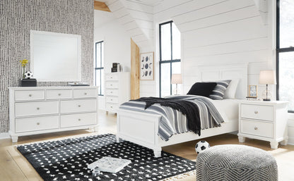 Fortman  Panel Bed With Mirrored Dresser And Nightstand
