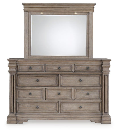 Blairhurst California  Panel Bed With Mirrored Dresser