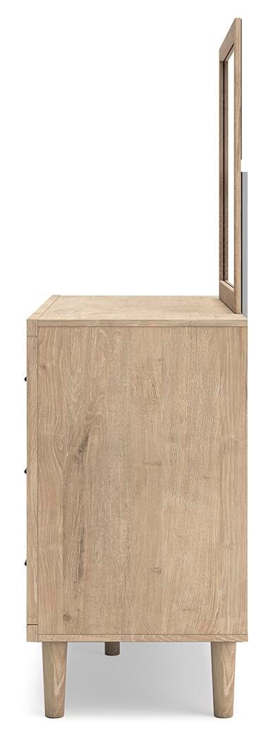 Cielden  Panel Bed With Mirrored Dresser And Nightstand