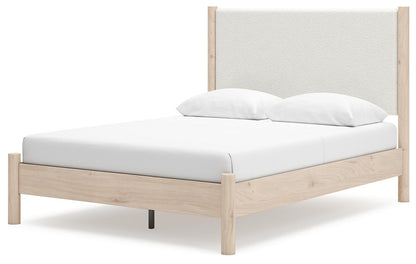 Cadmori  Upholstered Panel Bed With Mirrored Dresser