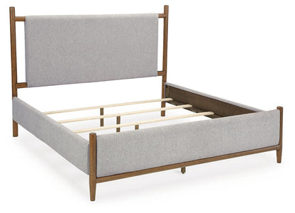Lyncott  Upholstered Bed With Mirrored Dresser