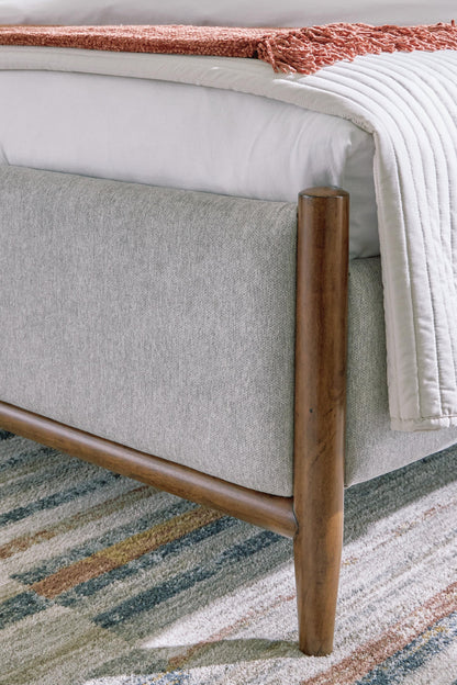 Lyncott  Upholstered Bed With Mirrored Dresser