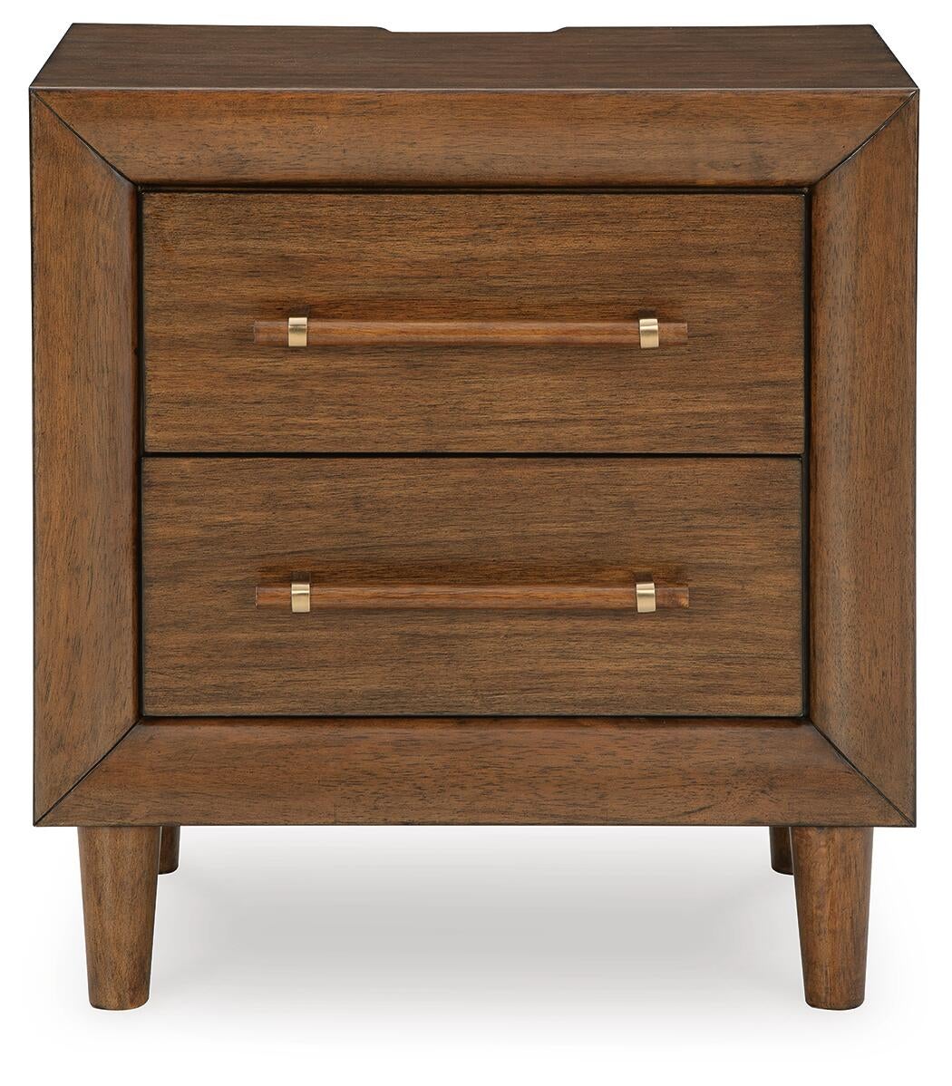 Lyncott  Upholstered Bed With Mirrored Dresser And Nightstand