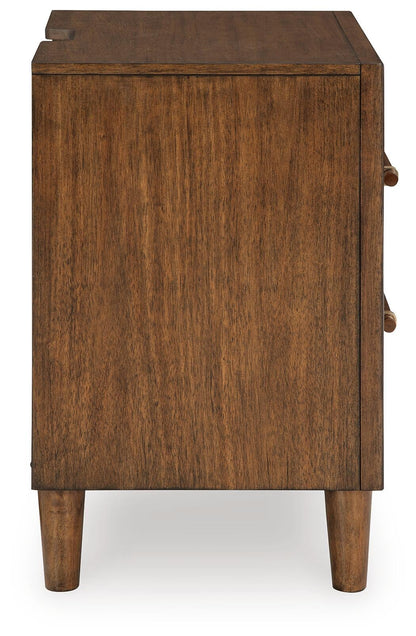 Lyncott California  Upholstered Bed With Mirrored Dresser And Nightstand