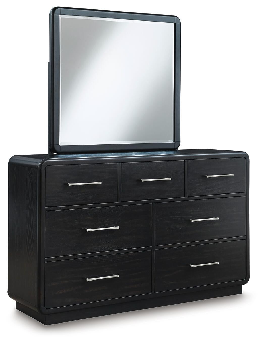 Rowanbeck  Upholstered Panel Bed, Dresser, Mirror And Nightstand