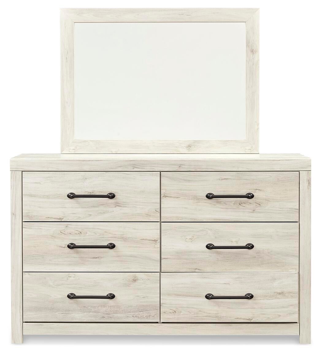 Cambeck  Panel Bed With Mirrored Dresser And Nightstand