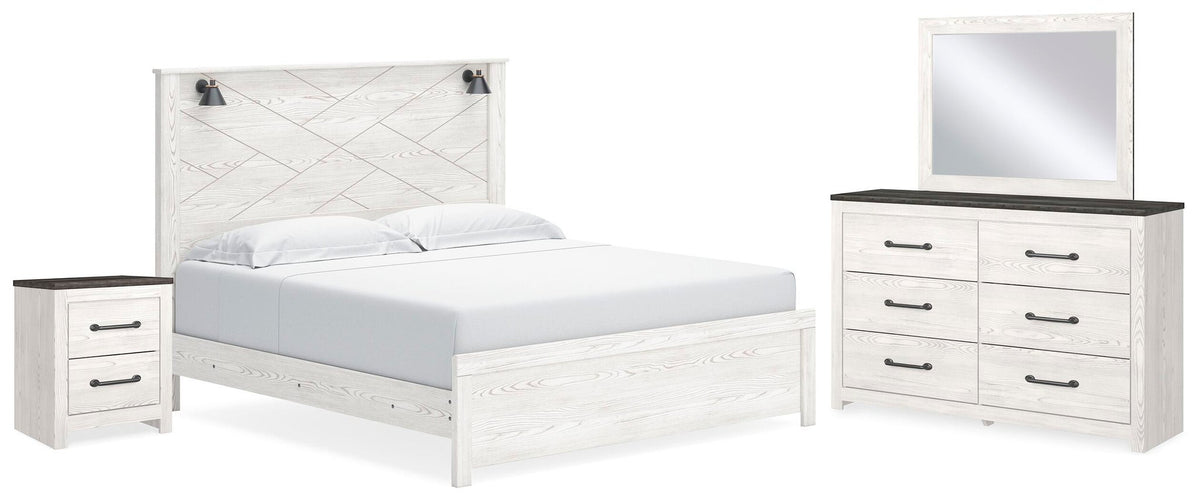Gerridan  Panel Bed With Mirrored Dresser And Nightstand