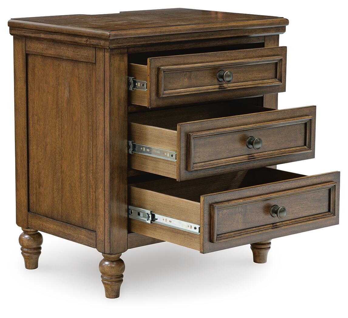 Sturlayne  Upholstered Panel Bed, Dresser, Mirror And Nightstand