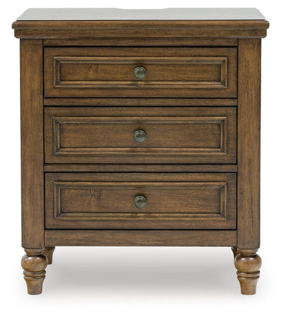 Sturlayne  Upholstered Panel Bed, Dresser, Mirror And Nightstand