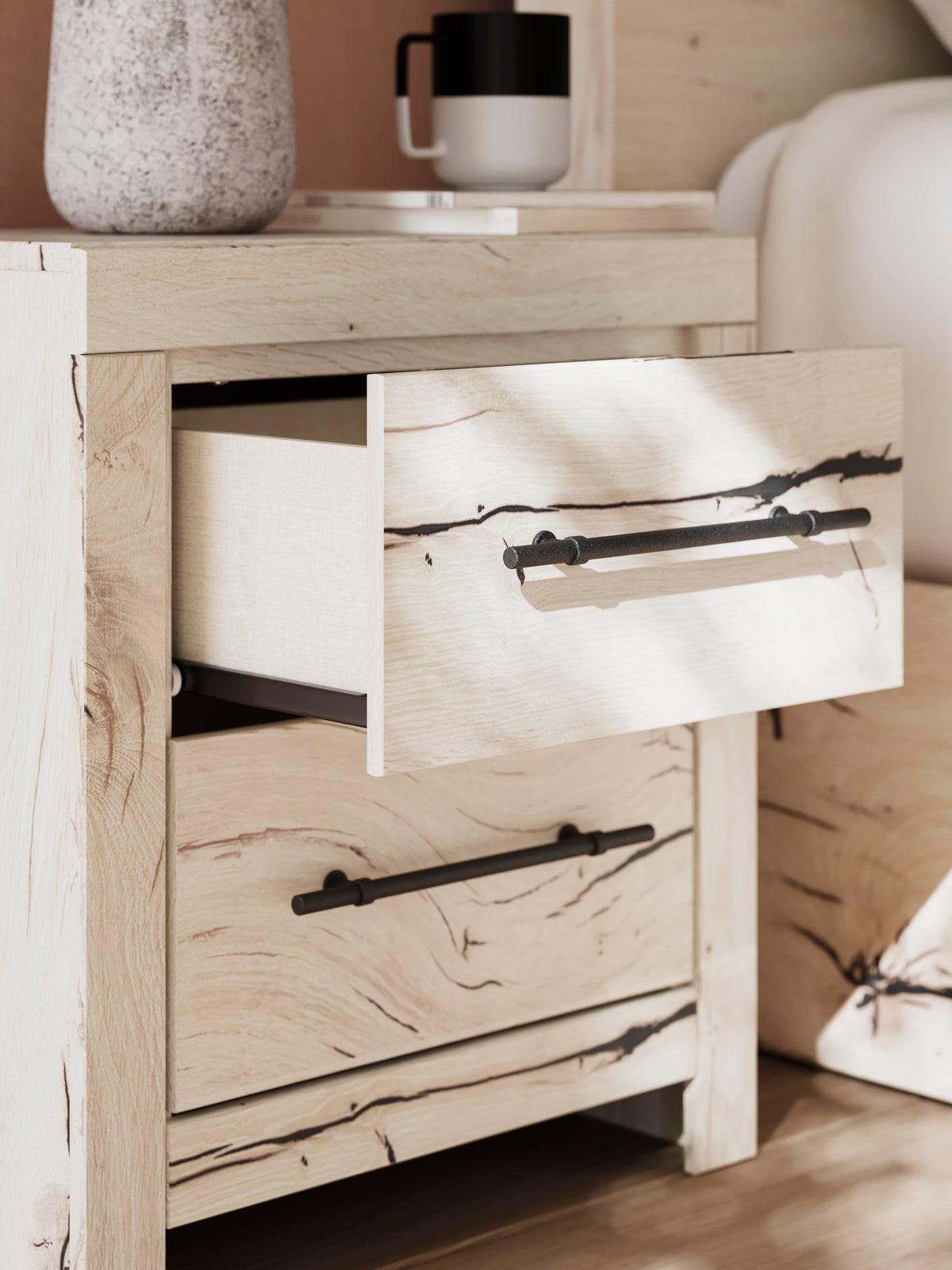 Lawroy  Panel Bed With Storage, Dresser, Mirror And Nightstand