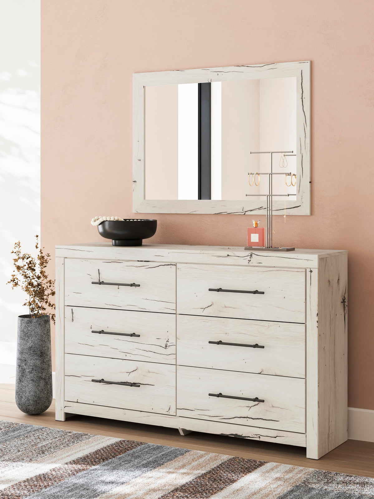 Lawroy  Panel Bed With Storage, Dresser, Mirror And Nightstand
