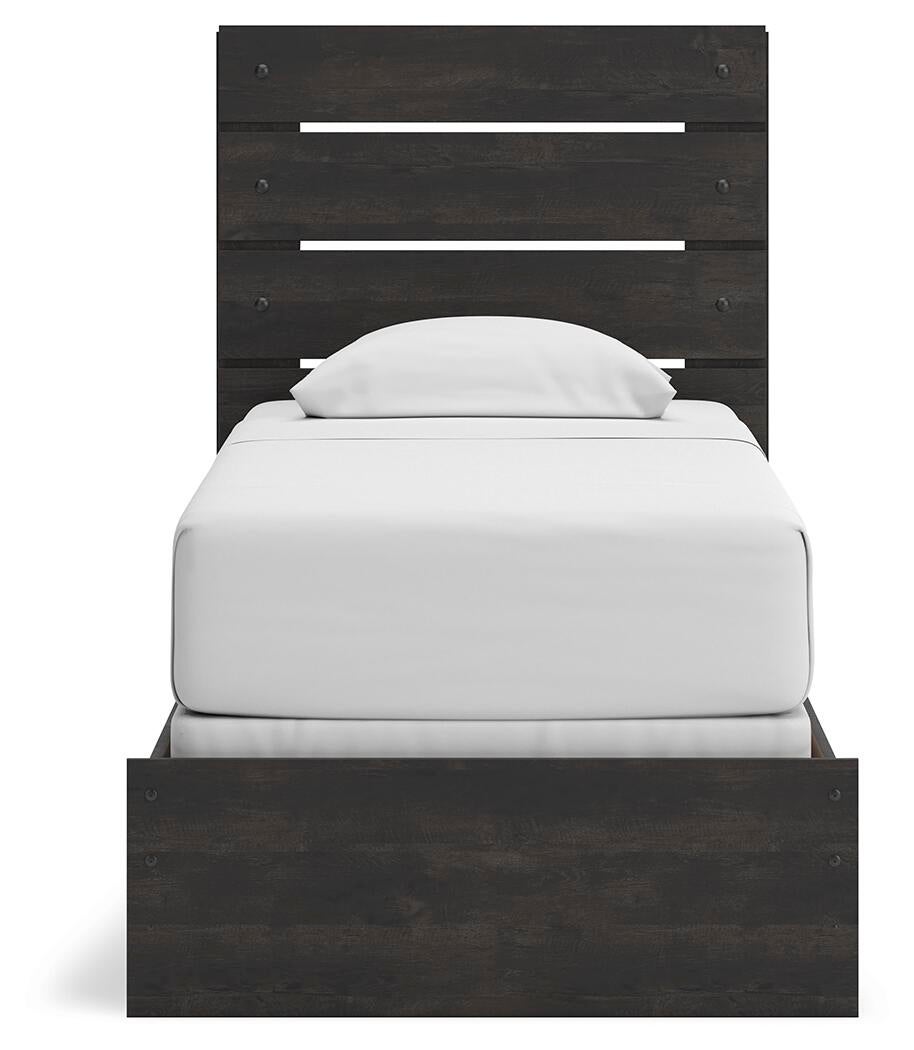 Delmorta  Panel Bed, Dresser, Mirror And Nightstand