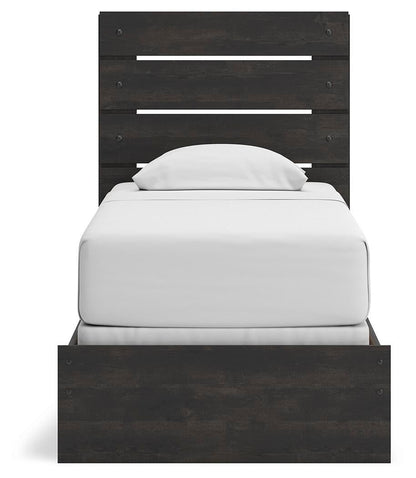 Delmorta  Panel Bed, Dresser, Mirror And Nightstand