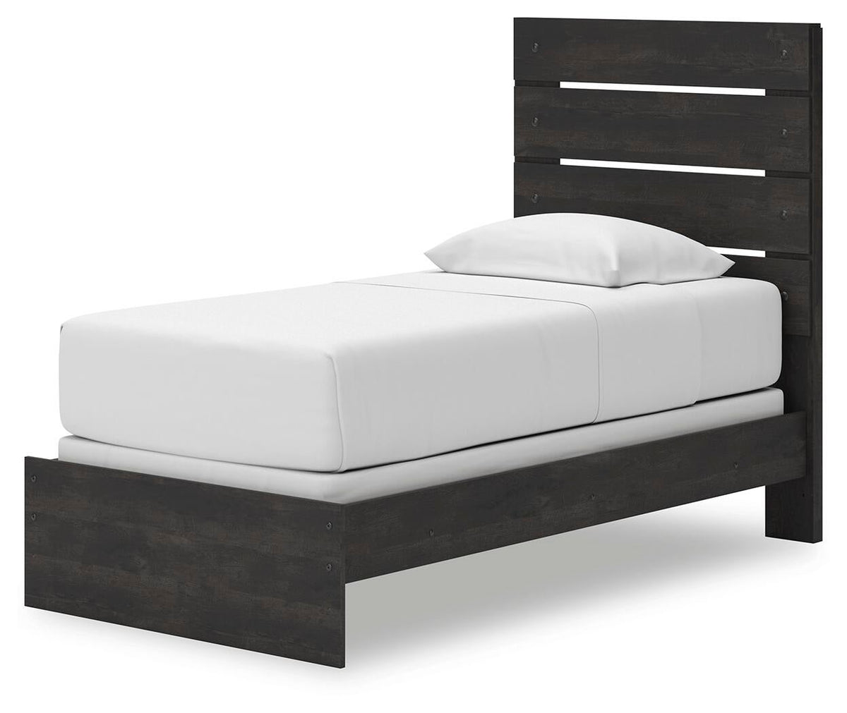 Delmorta  Panel Bed, Dresser, Mirror And Nightstand