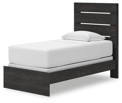 Delmorta  Panel Bed, Dresser, Mirror And Nightstand