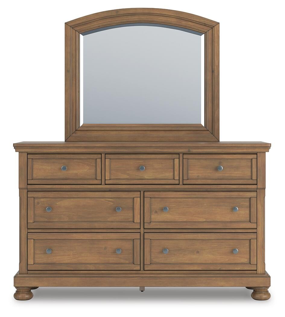 Vandenmore California  Storage Sleigh Bed With Mirrored Dresser And Nightstand