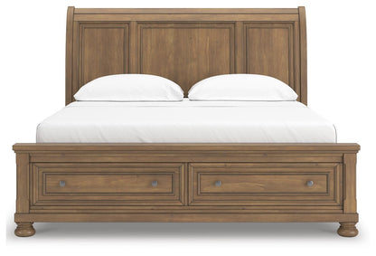 Vandenmore California  Storage Sleigh Bed With Mirrored Dresser And Nightstand