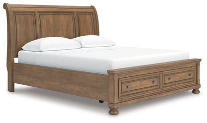 Vandenmore California  Storage Sleigh Bed With Mirrored Dresser And Nightstand