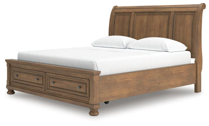 Vandenmore California  Storage Sleigh Bed With Mirrored Dresser And Nightstand