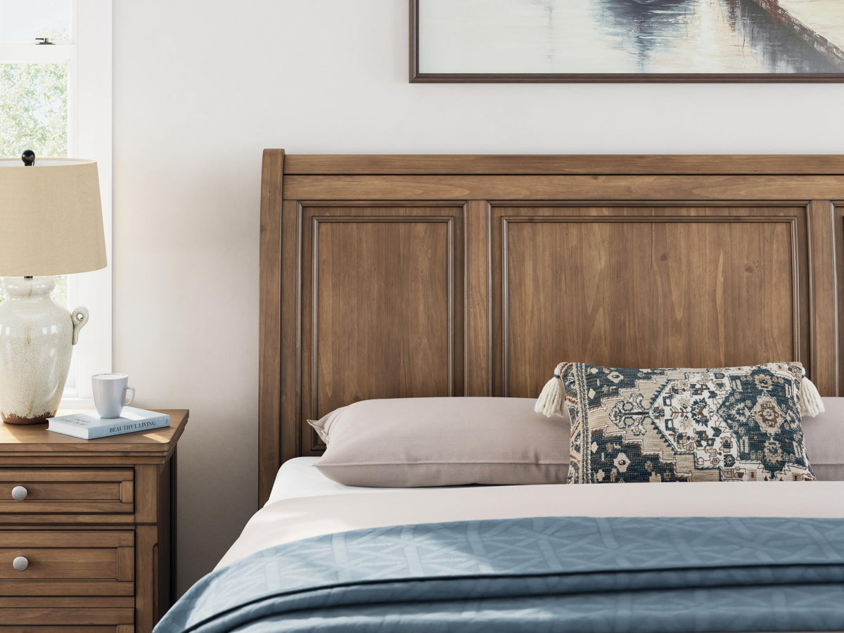 Vandenmore California  Storage Sleigh Bed With Mirrored Dresser And Nightstand