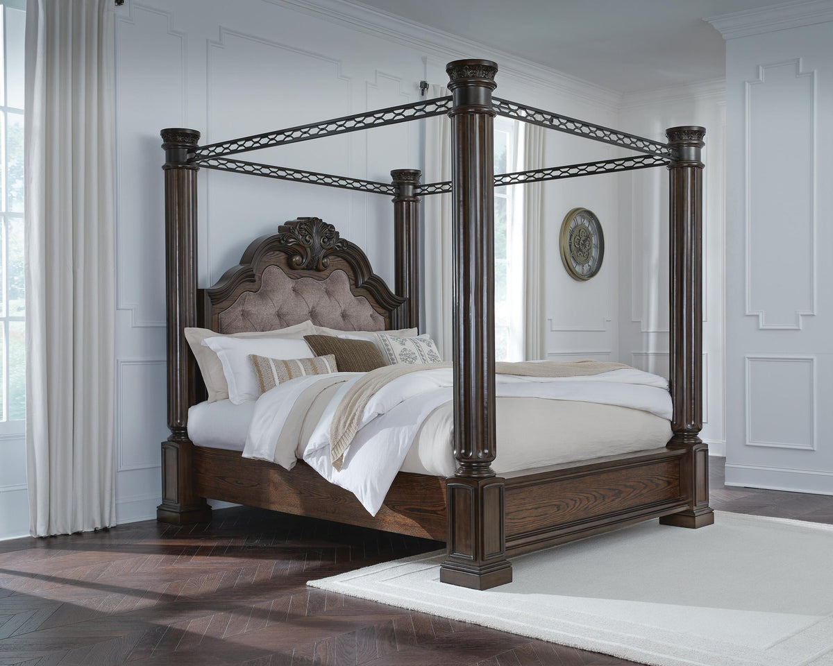 Maylee  Canopy Bed, Dresser And Mirror