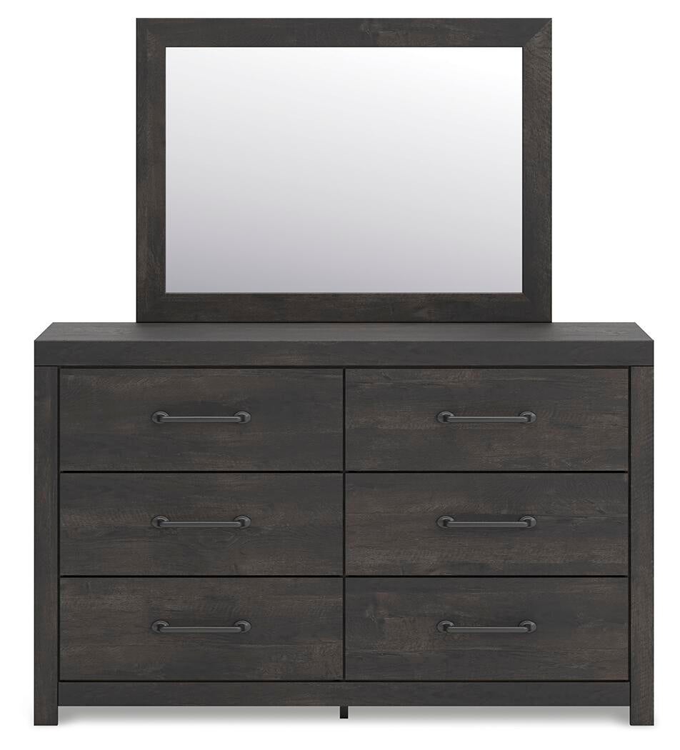 Delmorta  Panel Bed, Dresser And Mirror
