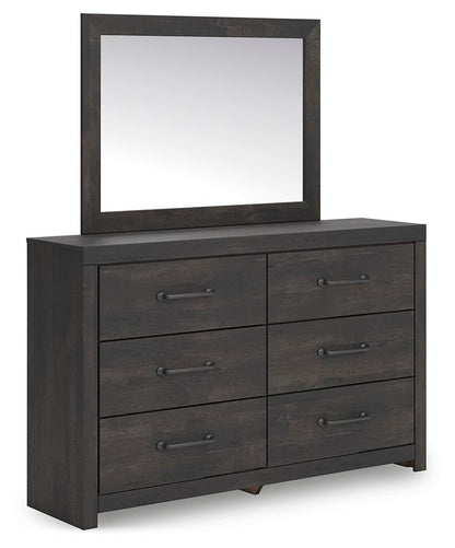 Delmorta  Panel Bed, Dresser And Mirror